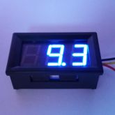 Voltímetro LED Azul Automotivo 3 fios 4,5/30v