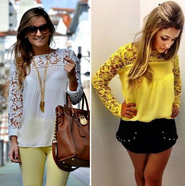 Blusa Brenda - detalhe em renda -                       Cod.: 359