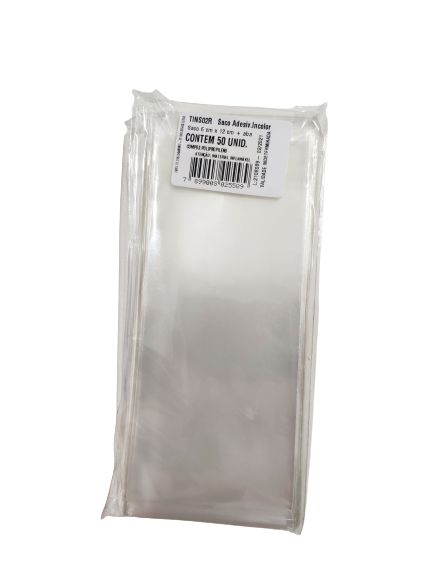 Saco Incolor 6x12cm com aba Adesiva 50un