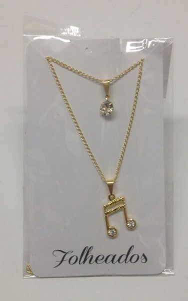 Pingente C/ Pedrinha Folheado Nota Musical