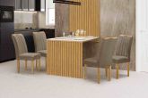 Conjunto Mesa Cancun 120x90 Tmp Cancun MDF.Vdr Cinamomo.Off White com 4Cds Marselha Cinamo Tec 168 V