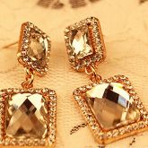 z&amp;X® (1 pc) moda (quadrado) brincos de strass ouro (gold) #00875267
