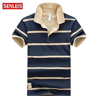 Polos (de Algodão , Azul/Verde ) - MEN - Casual - Manga Curta - Listrado #02747555