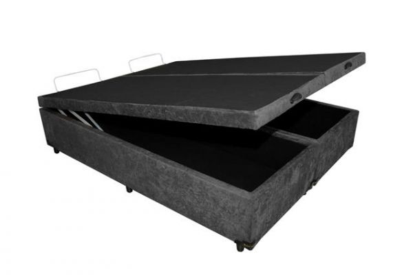 Base Bau Casal Bipartida 2x69x188x40 Suede Preto 2255 SR