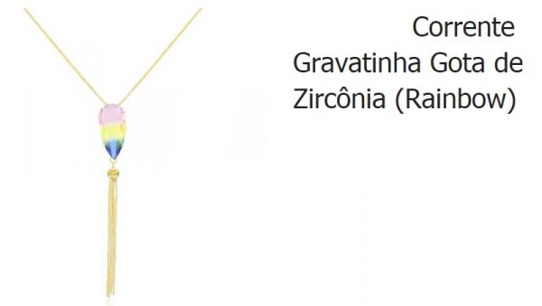 CORRENTE GRAVATINHA COM GOTA DE ZIRCÔNIA- SEMI-JOIA- FOLHEADO OURO 18- RECEBA BÔNUS 100% EM CONFCOIN