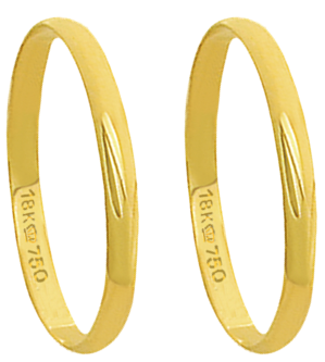 A22 - alianças de ouro 18k, tradicional - Marca cpl
