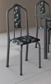 Kit com 6 Cadeiras Luisa Floral Preto.Martelado Prata Soma