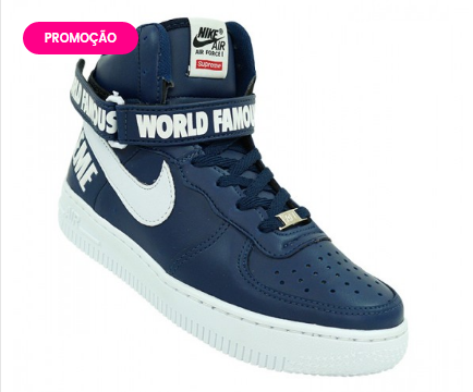 Bota Nike Air Force 1 Supreme Cano Alto Azul Marinho