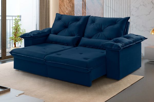 Estofado Retratil Reclinavel Atlas 200 2x80 Vel Inca Azul 24 Idealle