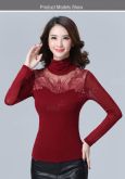 Blusa Feminina Casual Primavera Manga Longa Renda Fasshion