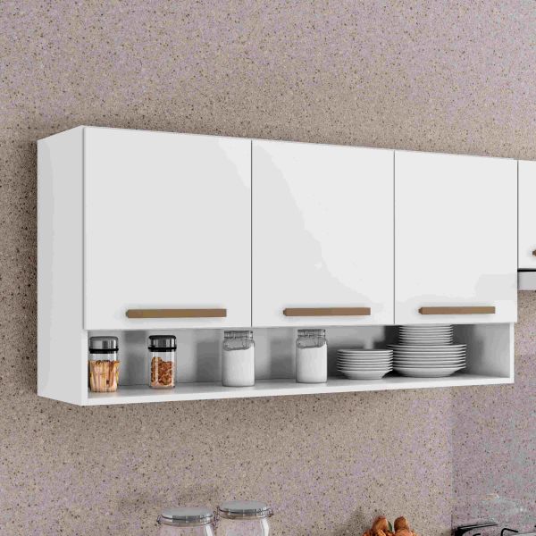 Armario Aereo New 91 3P1N Branco Arte Moveis