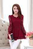 Blusa Feminina Casual Primavera De Renda Manga Longa Fashion