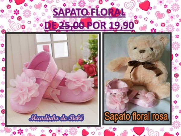 Sapato floral rosa