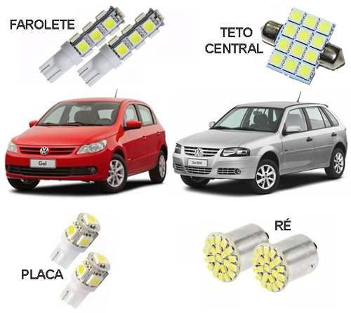 Kit Lâmpada Led Gol G2 G3 G4 G5 G6 Pingo Teto Placa Ré Xenon
