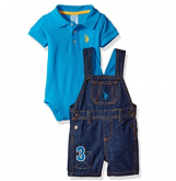 Conjunto Bodies Jardineira Us Polo Assn Original 6-9 Meses Bebês Meninos