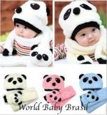 Touca panda com cachecol