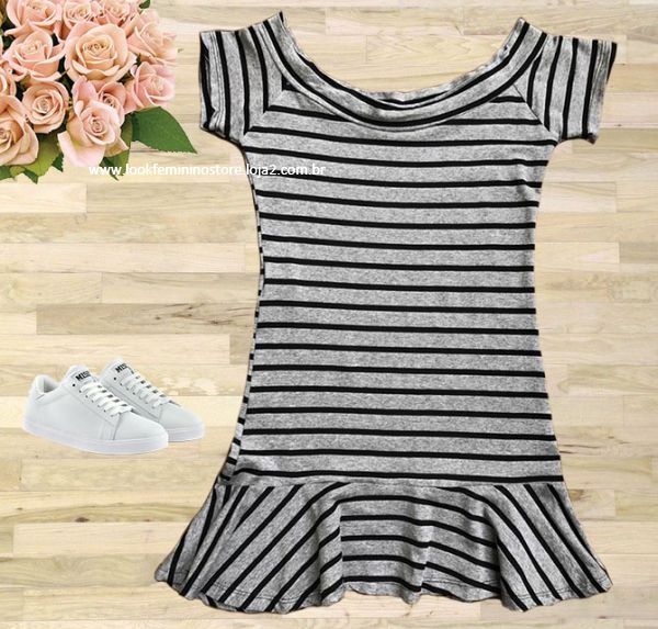 vestido listrado rodado