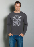 Camiseta Chumbo com Manga Longa e Estampa Number