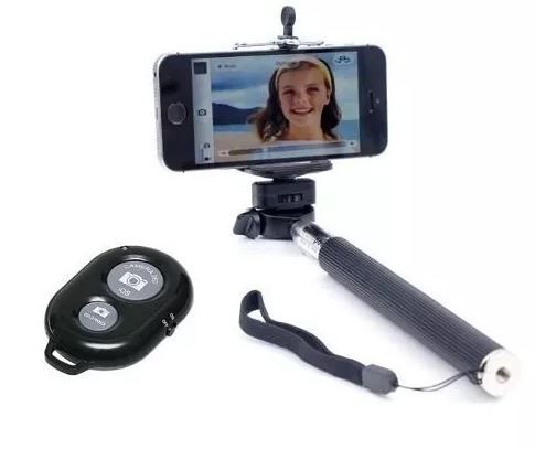 Kit Selfie Bastão + Controle Bluetooth P/ Celular Smartfone
