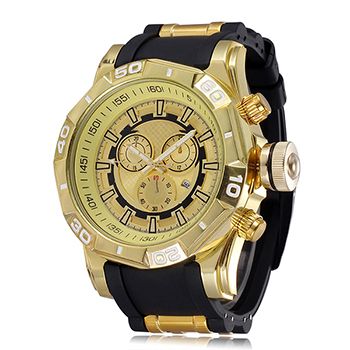 Relógio Shhors 2172 Big Caso Big Size Oversized Preto Silicone Mens Quartz Relógios de pulso Moda Re