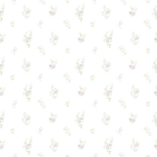 Papel de Parede Bambino's Bobinex (Nacional) - Floral (Lilás/ Verde/ Branco) 3355