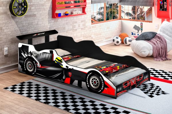 Cama Infantil Carro Formula I Preto J A Moveis