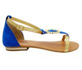 Sandálias Doma Ela Azul e Dourada MOD:12492