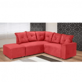 Conjunto Estofado 5040 de Canto 5Lgs e Puff Veludo Suede Vermelho 18 Diviminas