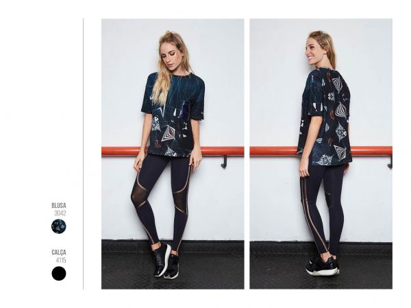 4115 CALÇA LEGGING  PRETO COM DETALHE  OURO KSL