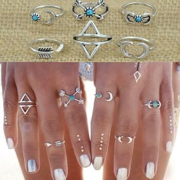 Conjunto 6 Peças Anéis Boho