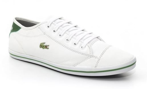 SAPATENIS LACOSTE COURO BRANCO C/ VERDE - LBV-006