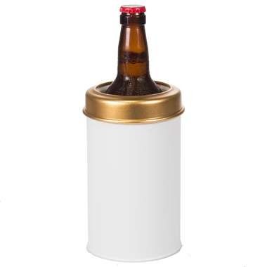 Porta Cerveja Garrafas 600 ml - Linha Festa Metalizada - Ouro e Branco