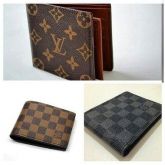 Carteira Masculina Louis Vuitton, Cinza Quadriculada, Couro