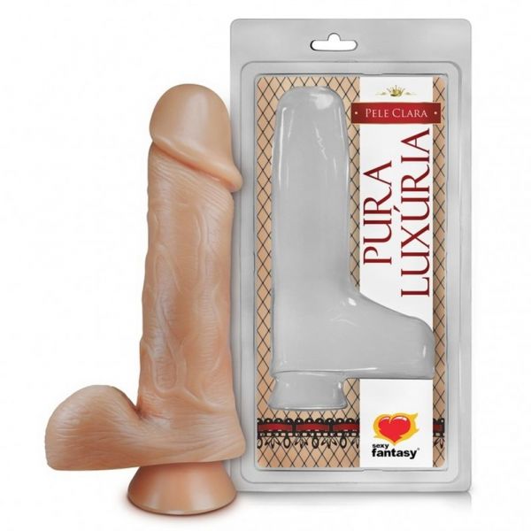 Prótese 18x4,4cm Sem Vibro Com Ventosa E Escroto Sexy Fantasy