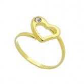 Anel folheado a ouro c/ coração e strass - Cód:AN0480