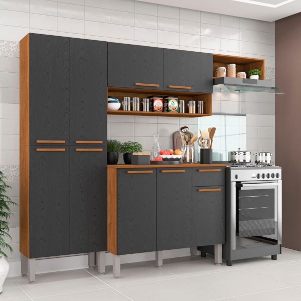 15203.15204.Cozinha Madri 9P1G Completa Cinamomo.Preto Salleto