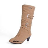 Bota Cano Médio com Fivelas. Salto Baixo - 03 cores -  Cod.: 852