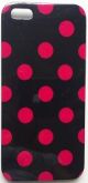 CASE PRETA COM BOLINHAS PINK PARA IPHONE 5 E 5S