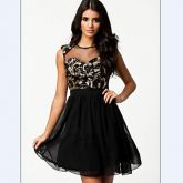 Women's Sexy Net Yarn Splicing Sequins Chiffon Dress #02235320