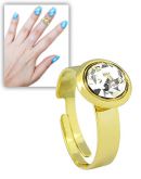 Anel de falange ajustável, folheado a ouro, com pedra de strass Cód.: AN0397