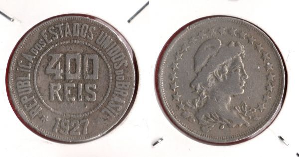V116-2 - 400 Réis 1927 - Tiragem BAIXA 738.250 - ESCASSA