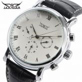 Clássico JARAGAR Automático Mecânica Assista Men Preto/Branco Dial Data de Exibição Relógios Números