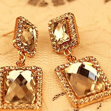 z&amp;X® (1 pc) moda (quadrado) brincos de strass ouro (gold) #00875267