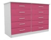 Comoda Macae.Parati 10G Branco com Rosa AS Moveis