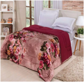 Coberdrom Casal Queen Edredom Malha floral Bordo cod.010