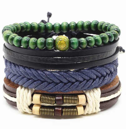 Kit 4 peças Pulseiras de Couro