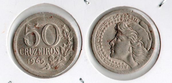 V286 - 50  cruzeiros 1965 Tiragem 28.213.000