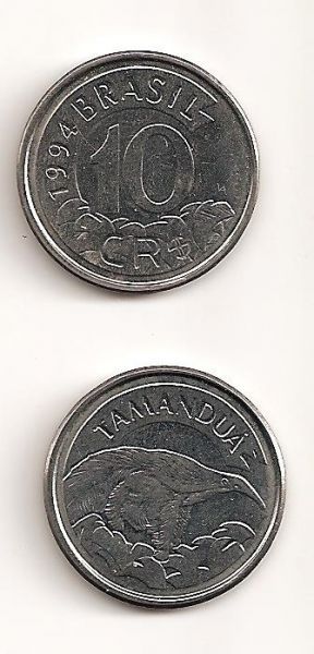 V433 - 10 cruzeiros reais 1994 - TAMANDUA