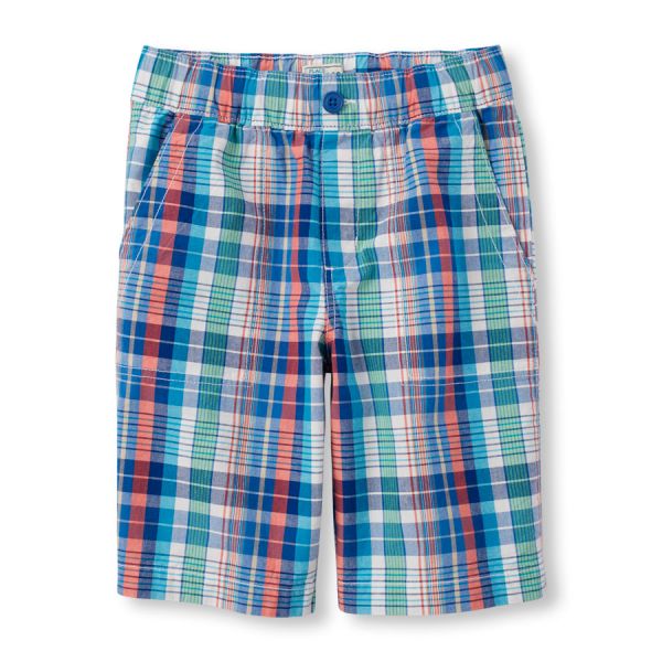 Beginning of Product Name Boys Pull-On Plaid Shorts