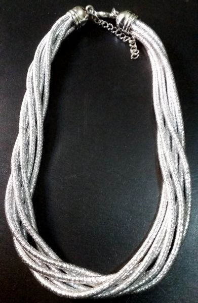 Colar Rope múltiplo prateado